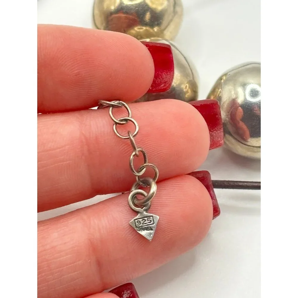 Silpada 925 Sterling Silver Triple Ball Leather Cord Necklace